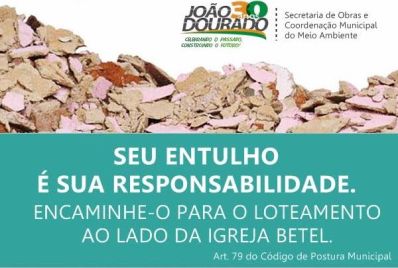 Prefeitura de João Dourado passa a punir despejo irregular de entulho de construção
